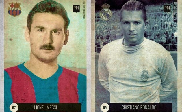 Le Clasico en mode vintage Clasico, vintage, messi, ronaldo